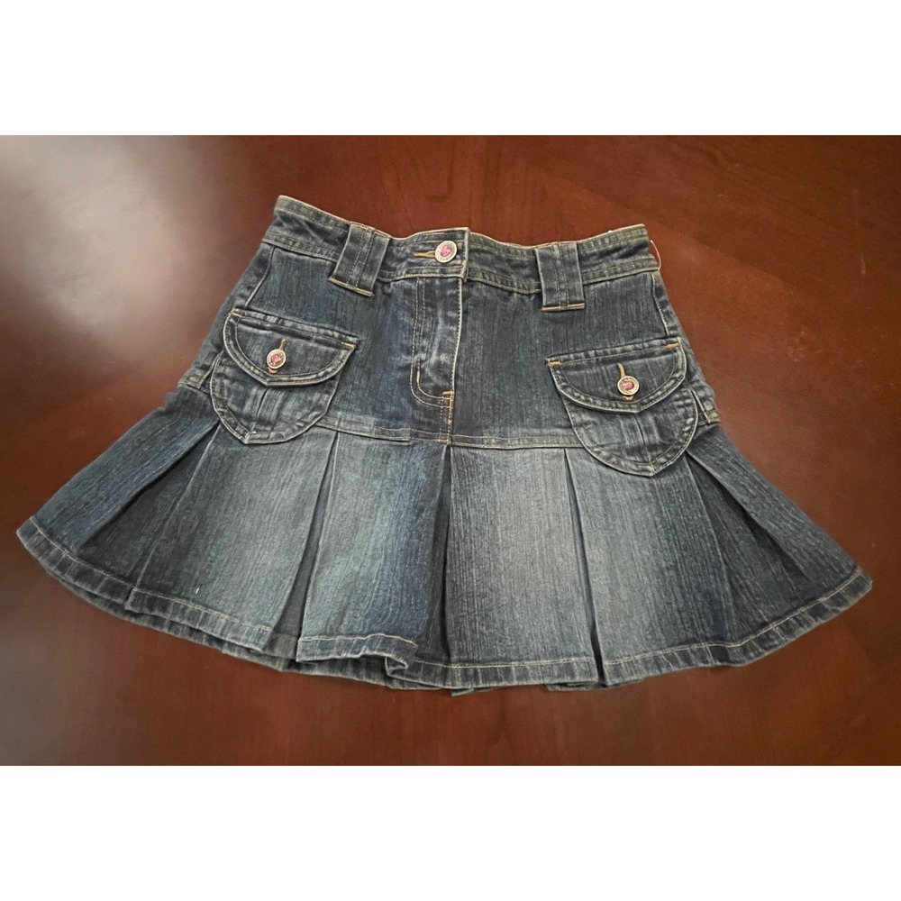 Arizona Jean Co Girls Pleated Denim Skort Skirt 10 Slim Dark Stonewash NWT